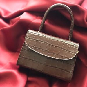 Burgundy Croc Embossed Mini Bag